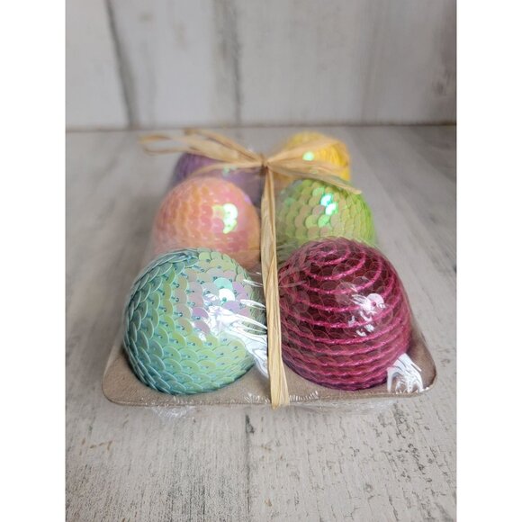 Pier 1 Sequin easter multi color NEW egg ornament set rainbow - Picture 3 of 6